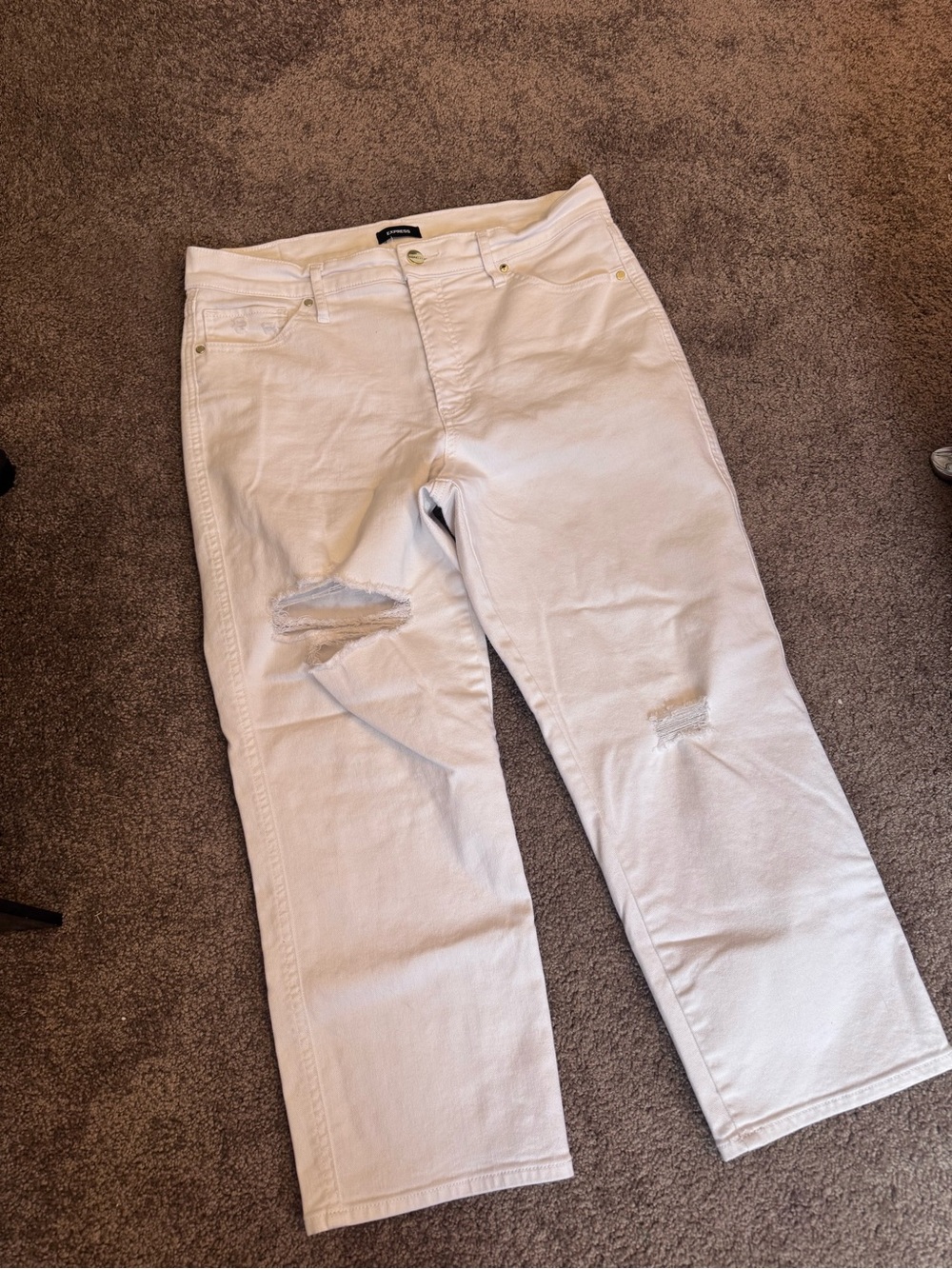 White Distressed Ankle Jeans